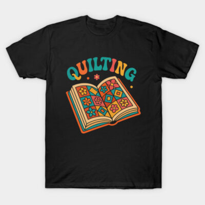Retro Vintage Book Reading and Quilting Lover T-Shirt by badrianovic