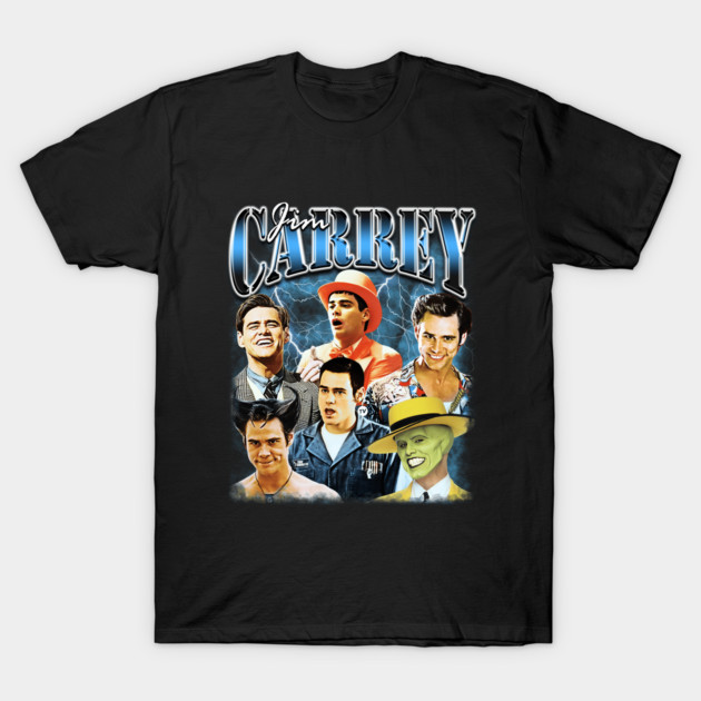 Black graphic t-shirt featuring colorful character collage, cotton material, casual wear, unisex style.