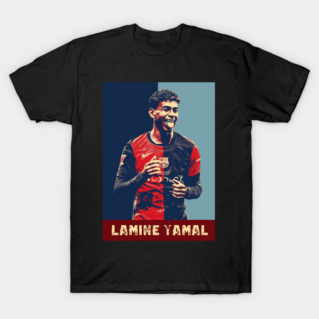 Lamine Yamal Hope Style T-Shirt 1 Black graphic T-shirt featuring a colorful sports-themed design, ideal for casual wear, made from soft cotton fabric.