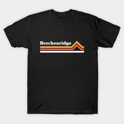 Black Breckenridge T-shirt with retro stripes, casual style, soft cotton material, perfect for everyday wear.