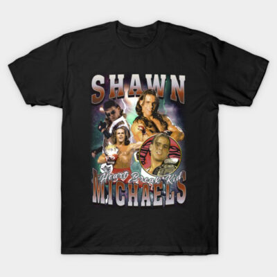Black graphic t-shirt featuring retro wrestler design, cotton material, casual men's fashion, ideal for wrestling fans.