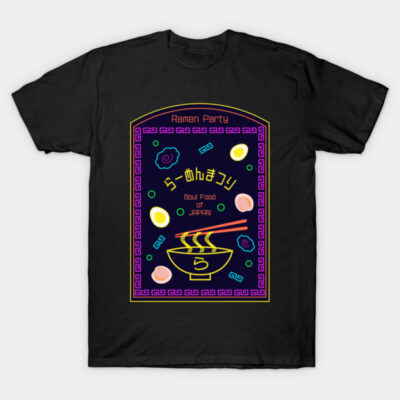 Ramen Party – Soul Food of Japan Neon T-Shirt by Manashikirecord