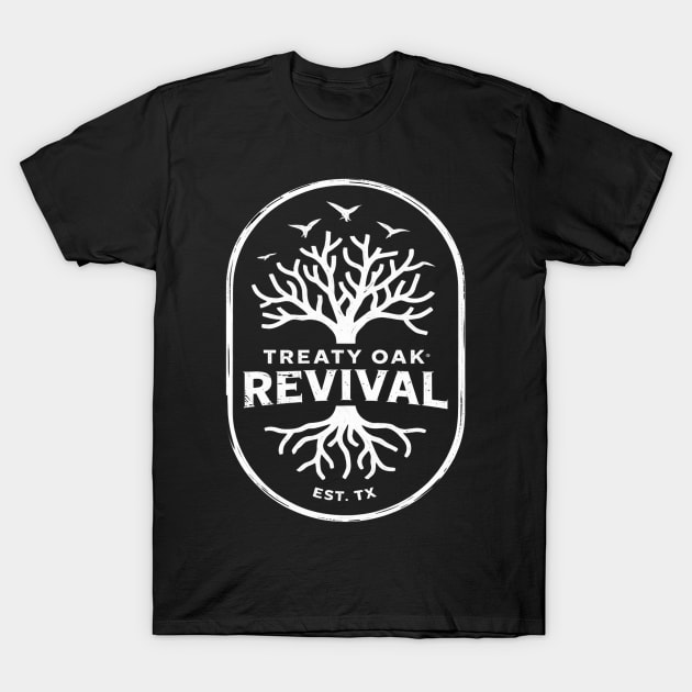 Black t-shirt with white tree graphic and text design, casual cotton apparel, perfect for everyday wear.