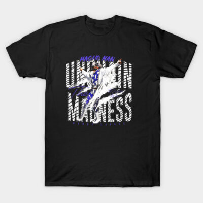 Black graphic t-shirt featuring bold text and dynamic design, ideal for casual wear and self-expression.