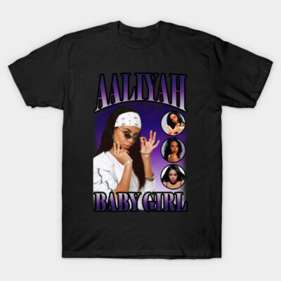 Black graphic t-shirt with bold purple text and stylish portrait design, perfect for casual wear and self-expression.