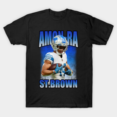 Black sports-themed t-shirt featuring a dynamic design with blue accents, perfect for casual wear or fan events.