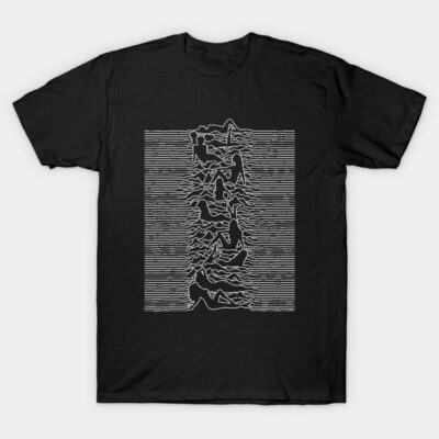 Black t-shirt with abstract white line art design, casual style, 100% cotton, perfect for everyday wear.