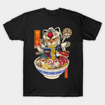 RAMEN CAT GUNDAM T-Shirt by art of gaci