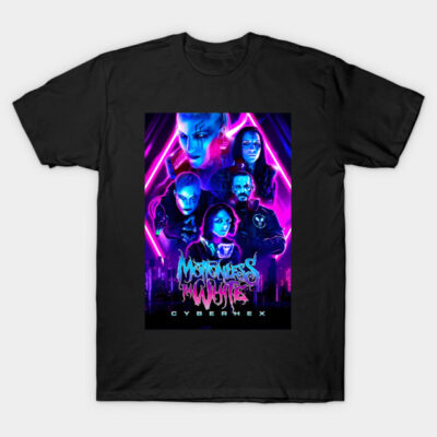 Black graphic T-shirt featuring vibrant neon design, perfect for casual wear. Made from soft, breathable cotton.