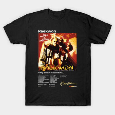 Black graphic t-shirt featuring bold album artwork, ideal for music enthusiasts. Cotton material, casual style.