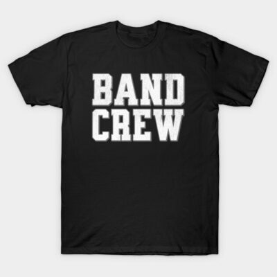 Black "Band Crew" T-shirt, unisex style, casual wear, soft cotton material, ideal for music enthusiasts.