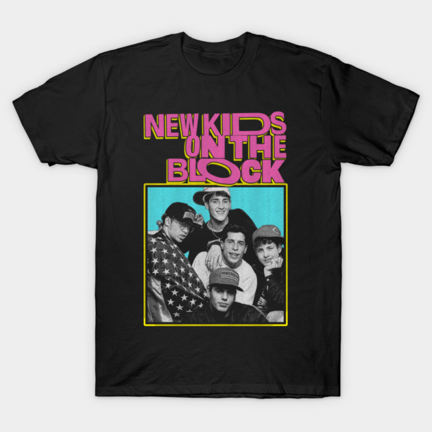 Black graphic tee with retro design, featuring colorful text and vintage image, casual cotton t-shirt for fans.