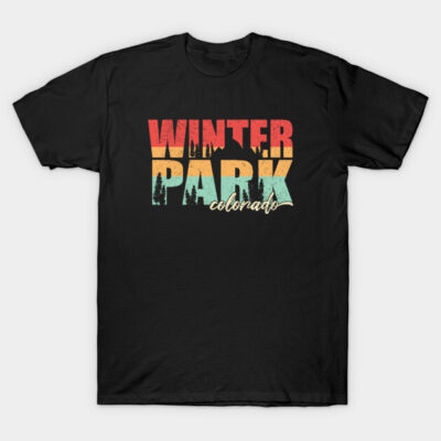 Black "Winter Park Colorado" graphic t-shirt, vintage style, soft cotton, casual wear.