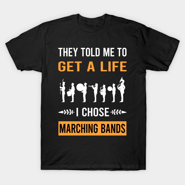 Black marching band themed T-shirt with bold text design, perfect for music lovers and casual wear.