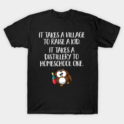 Black cotton t-shirt with humorous owl and text print, ideal for casual wear or gifting.