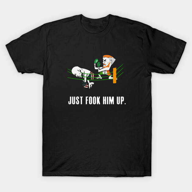 Black graphic t-shirt featuring a humorous cartoon boxing design and text, perfect for casual wear.