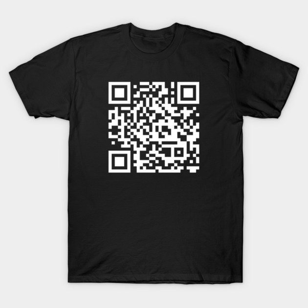 Black cotton T-shirt with white QR code design, casual wear, unisex style, perfect for everyday use.