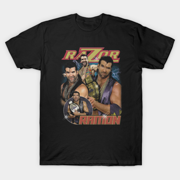 Black graphic t-shirt featuring retro wrestling design, ideal for fans, soft cotton material, unisex casual style.