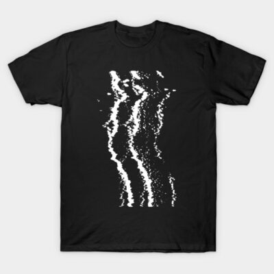 Black abstract art t-shirt, white wave pattern, casual style, 100% cotton, unisex, versatile fashion statement.