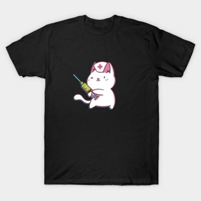 Awesome Cute Kawaii Cat Nurse Gift For Nurse Student and Cat Lover T-Shirt by anubis1986