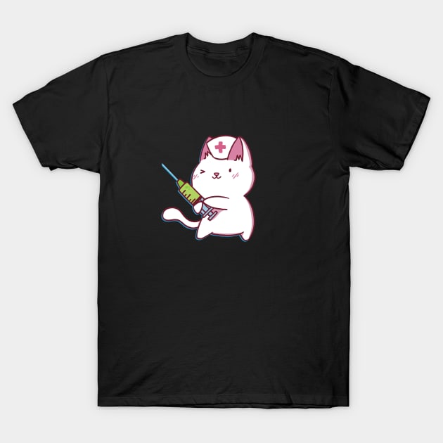Awesome Cute Kawaii Cat Nurse Gift For Nurse Student and Cat Lover T-Shirt by anubis1986