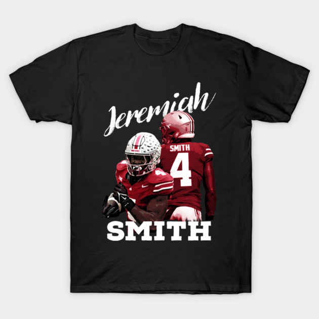 Black sports-themed t-shirt featuring red and white football design, ideal for casual wear or fans.
