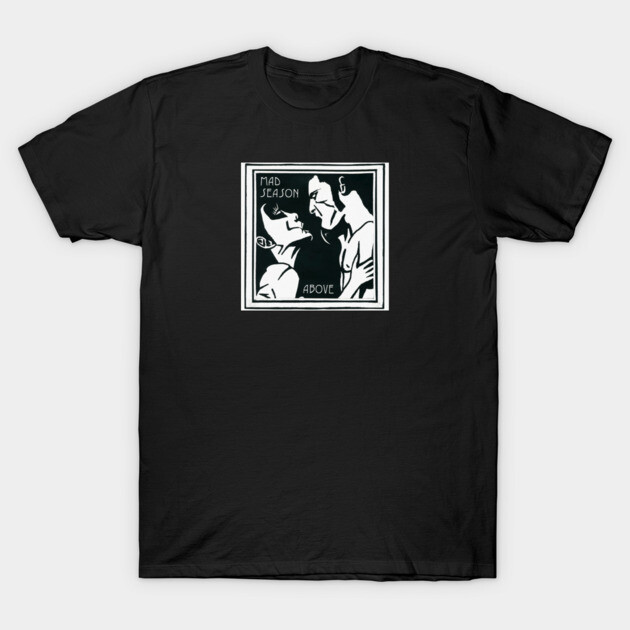 Black graphic t-shirt with monochrome artwork, casual style, cotton material, perfect for everyday wear.
