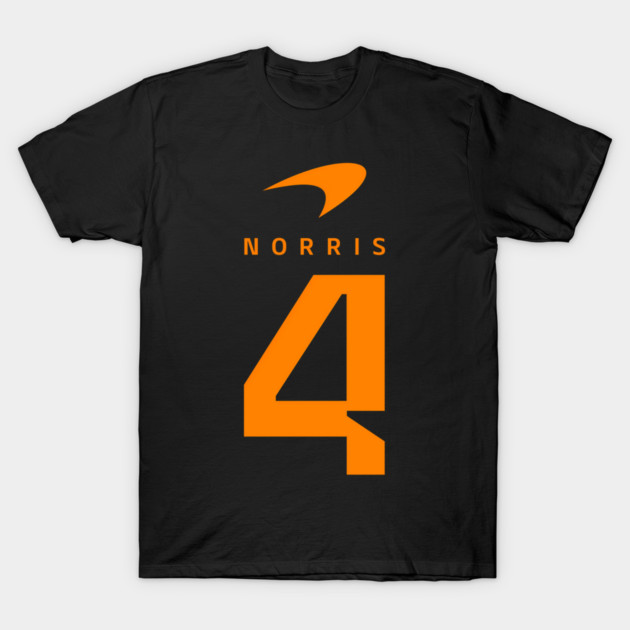 Black cotton T-shirt with orange racing design and number, perfect for motorsport enthusiasts and casual wear.