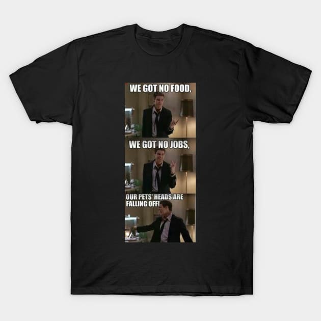 Black cotton t-shirt with humorous meme print, casual wear, unisex style.