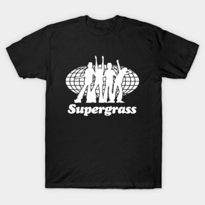 Black cotton t-shirt with white graphic print, featuring abstract figures and text, casual style, unisex.