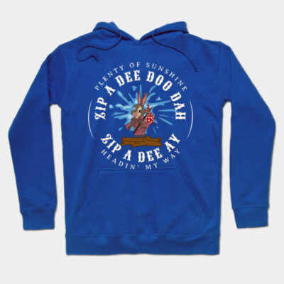Blue hoodie with playful graphic design and text, featuring a fun character illustration, perfect for casual wear.