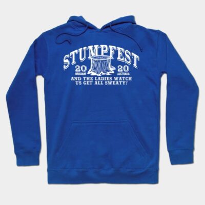 Blue Stumpfest 2020 hoodie, casual style with front pocket, perfect for cool weather and outdoor events.
