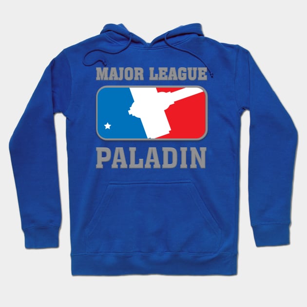 Blue "Major League Paladin" hoodie, casual style with front logo, ideal for gaming fans, made from soft cotton blend.