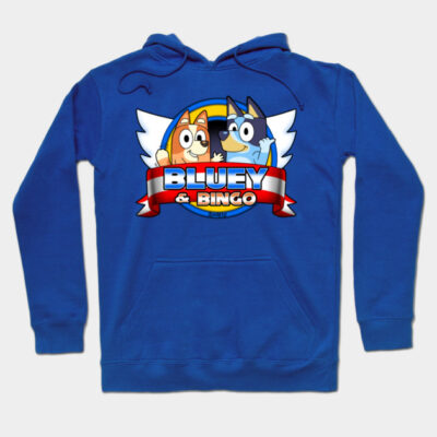 Blue cotton hoodie with colorful cartoon design, featuring playful graphics, perfect for casual wear and comfort.