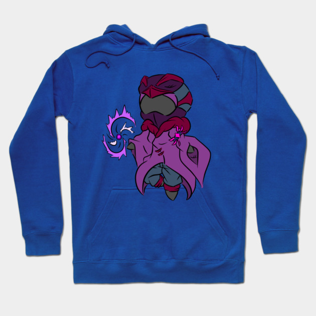Blue cotton hoodie with a fantasy-themed graphic, featuring purple and pink colors, ideal for casual wear and comfort.