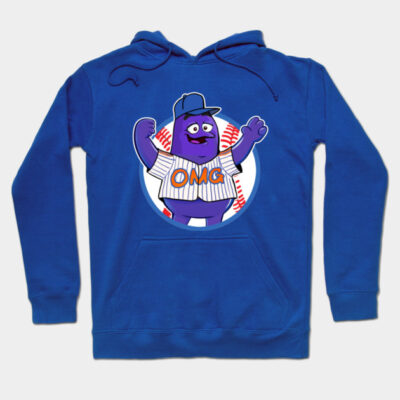 Blue hoodie with cartoon character design, featuring "OMG" text, cozy casual wear, perfect for everyday comfort.
