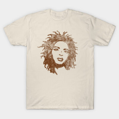 Beige unisex t-shirt with abstract brown graphic design, casual style, comfortable cotton fabric, ideal for everyday wear.