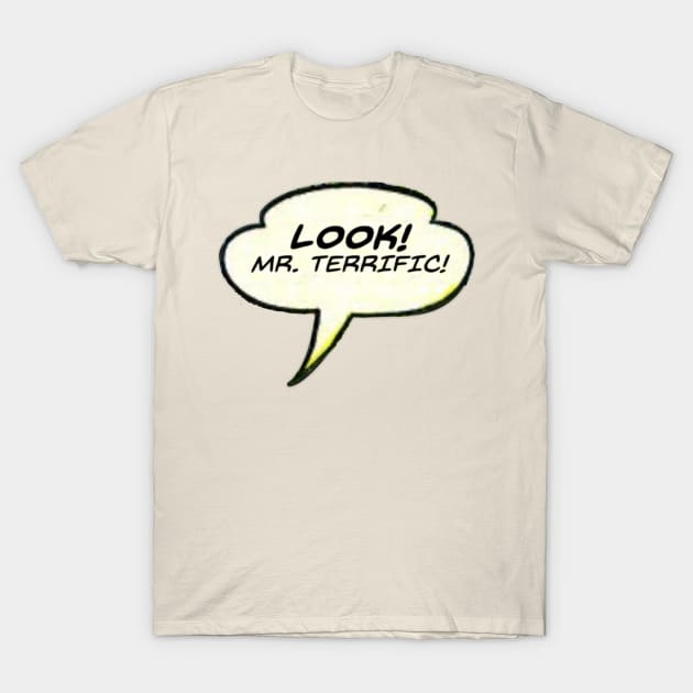 Cream-colored graphic T-shirt with comic speech bubble design, ideal for casual wear, made of soft cotton.