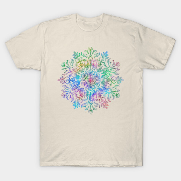 Nature Mandala in Rainbow Hues T-Shirt by micklyn