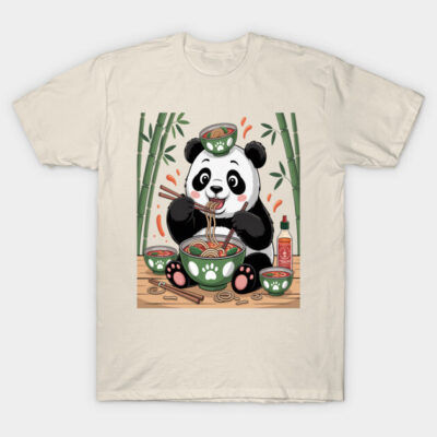 Vietnamese Pho Noodle Soup Panda Bear Eats Pho T-Shirt by artandmartini