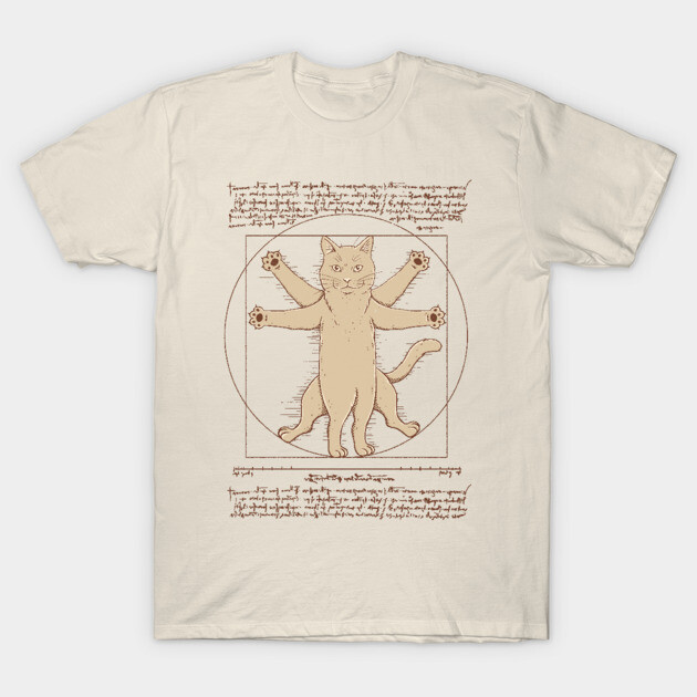 Vitruvian Cat T-Shirt 1 Vitruvian Cat T-Shirt by thiagocorrea