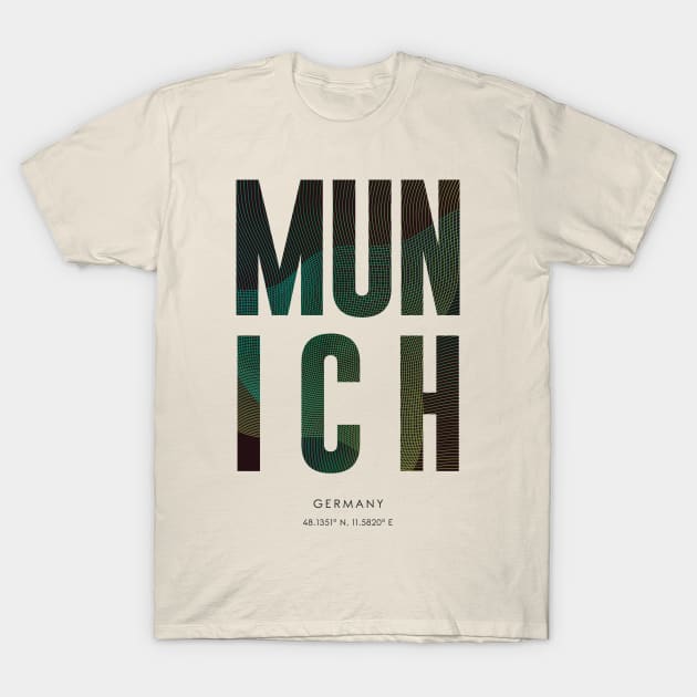 Beige Munich graphic tee, bold text design, casual cotton t-shirt, unisex style. Perfect for everyday wear.