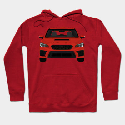 Red hoodie with car graphic design, casual style, cotton material, perfect for everyday wear or gifting.