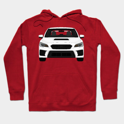 Red hoodie with car graphic, cotton material, casual wear, unisex style, suitable for everyday use or gifting.