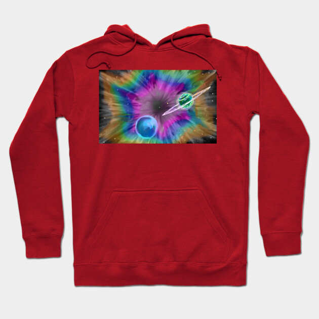 Starfish Nebula with Exoplanet and Moon Hoodie by Halloran Illustrations