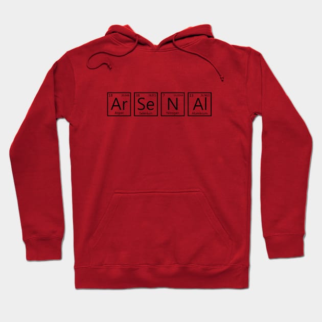 Red hoodie with periodic table design, cotton material, casual style for everyday wear.