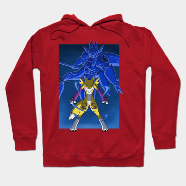 Red hoodie with vibrant anime-inspired graphic, perfect for casual wear. Cozy cotton material for comfort and style.