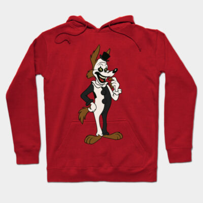Red hoodie with cartoon character print, casual style, cotton blend, ideal for everyday wear or lounging.