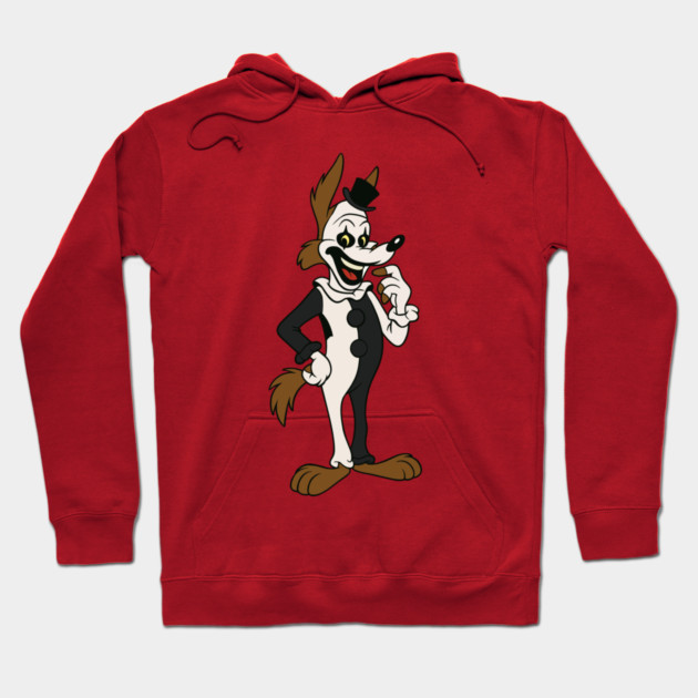 Red hoodie with cartoon character print, casual style, cotton blend, ideal for everyday wear or lounging.