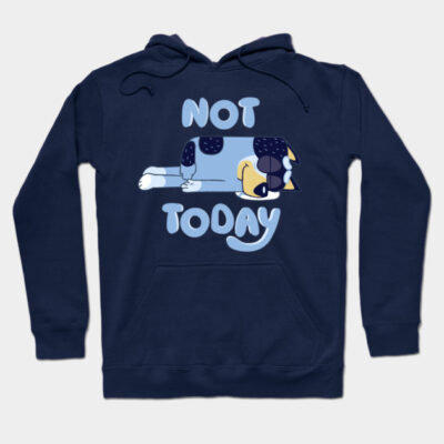 Navy blue hoodie with playful dog graphic and "Not Today" text, perfect for casual wear. Cozy cotton blend material.